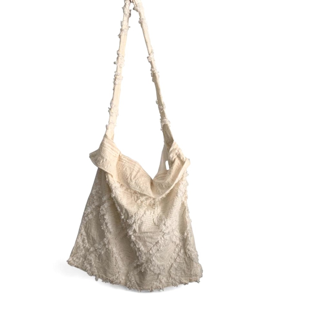 Rachel Zoe Upcycled Cream Textured Cotton Tote Bag
